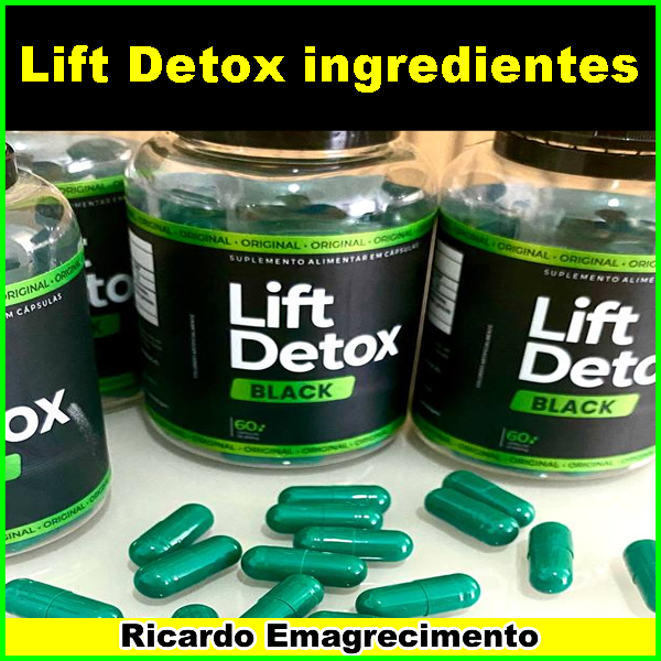 Lift Detox Black Com ingredientes selecionados, como Spirulina, Quitosana, Psyllium, Laranja Morou em Pó (Morosil) e Picolinato de Cromo.