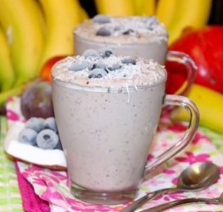 Receita Shake Natural de Banana, Mirtilo e Sementes de Chia para Emagrecer.