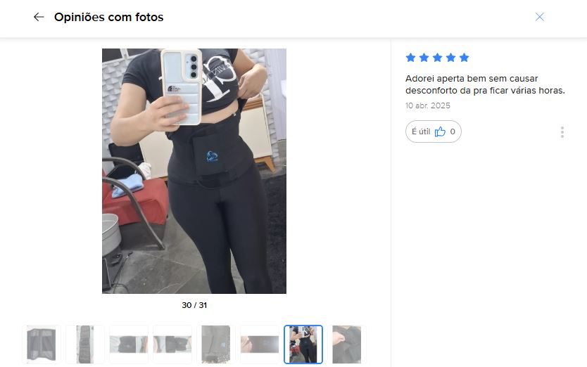 Adorei a cinta emagrecedora, fica firme sem incomodar e dá para usar por várias horas.